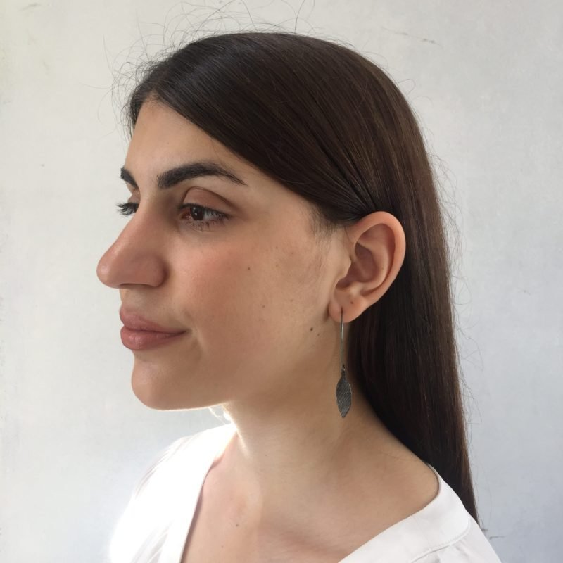 Oxidised Leaf Hoops Organic Earrings - Image 2