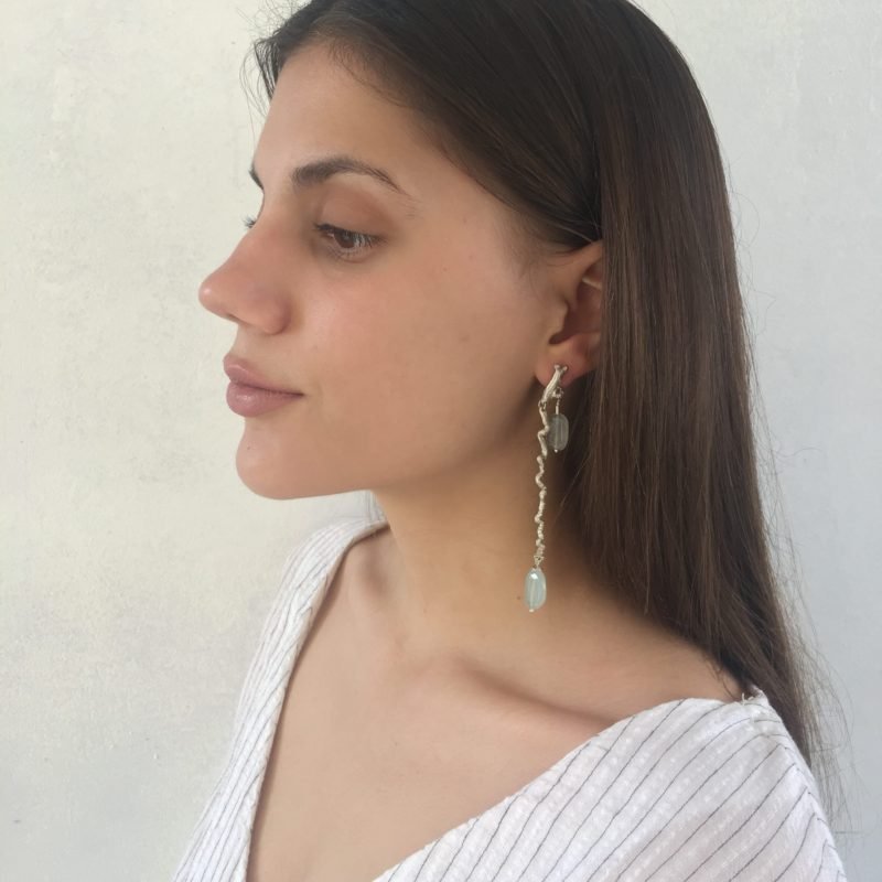 Aquamarine Branches Organic Earrings - Image 2