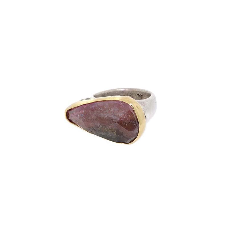 Watermelon Tourmaline Gold-Silver Ring - Image 2