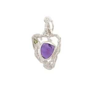 Strawberry Amethyst and Peridot Organic Pendant