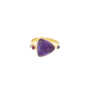 Amethyst, Ruby and Sapphire Gold Ring