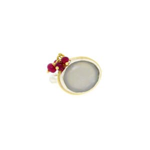 Moonstone and Ruby Gold–Silver Ring
