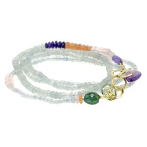 Aquamarine Multi-Gem Circles Gold Necklace