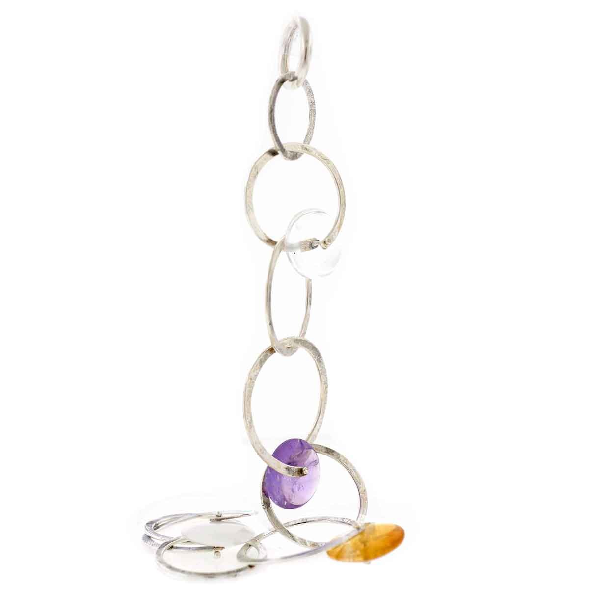 k22 jewellery design Circles Silver Bracelet. citrine, amethyst, quartz