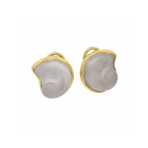Engraved Rock Crystal Gold Earrings