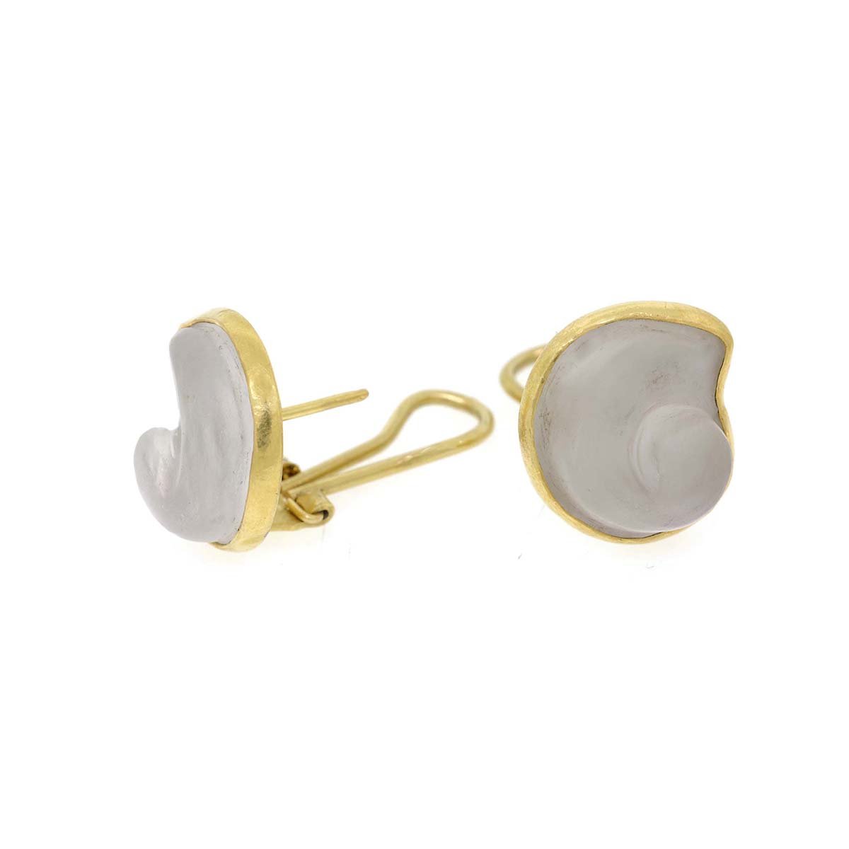 Engraved Rock Crystal Gold Earrings - Image 2
