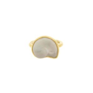 Engraved Rock Crystal Gold Ring