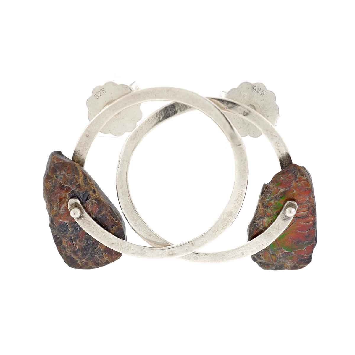 Opal Fossil Circles Silver Earrings - Image 2