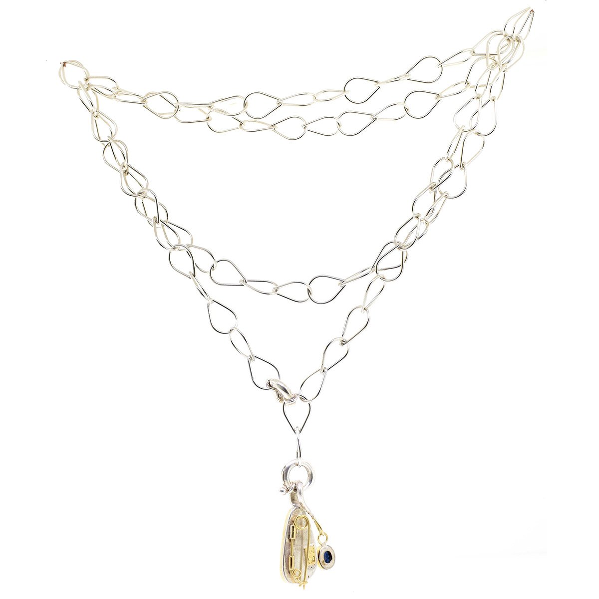 Gold-Silver Opal and Sapphire Pendant/Brooch - Image 5