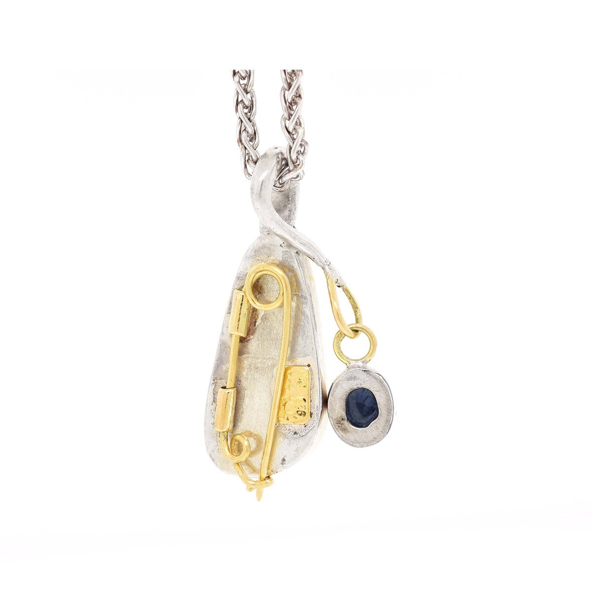Gold-Silver Opal and Sapphire Pendant/Brooch - Image 3